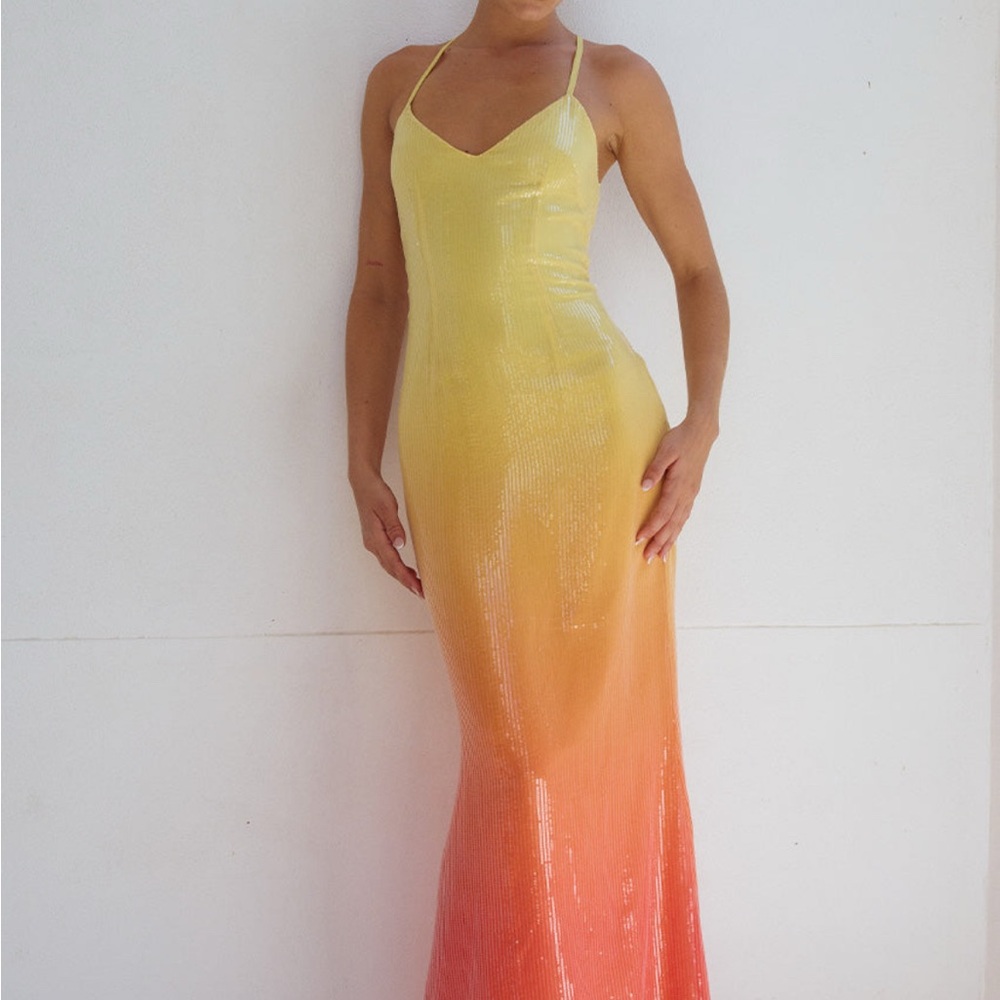 Niyah Maxi Dress - Mimosa Yellow and Orange Ombre